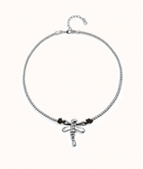Collana UNOde50 corta placcata argento sterling con libellula centrale Ref. COL1960
