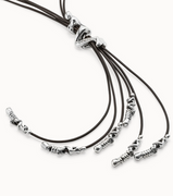 Collana UNOde50 in cuoio placcata argento Sterling Ref. COL1056