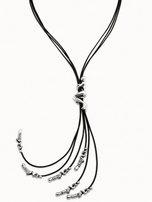 Collana UNOde50 in cuoio placcata argento Sterling Ref. COL1056