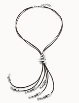 Collana UNOde50 in cuoio placcata argento Sterling Ref. COL1056