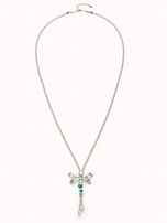 Collana UNOde50 lunga placcata argento sterling e libellula con cristalli artigianali verdi Ref. COL1963