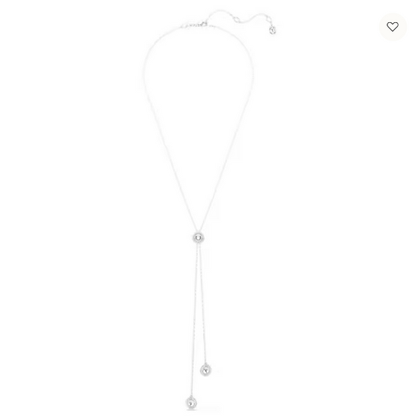 Swarovski Collana Pendente a Y Una Angelic Taglio Round, Bianco, Placcato rodio