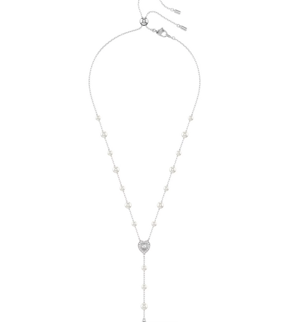Collana a Y Ariana Grande x Swarovski Taglio misto Crystal Pearl Cuore Bianco Placcato rodio ref. 5720855