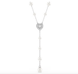 Collana a Y Ariana Grande x Swarovski Taglio misto Crystal Pearl Cuore Bianco Placcato rodio ref. 5720855