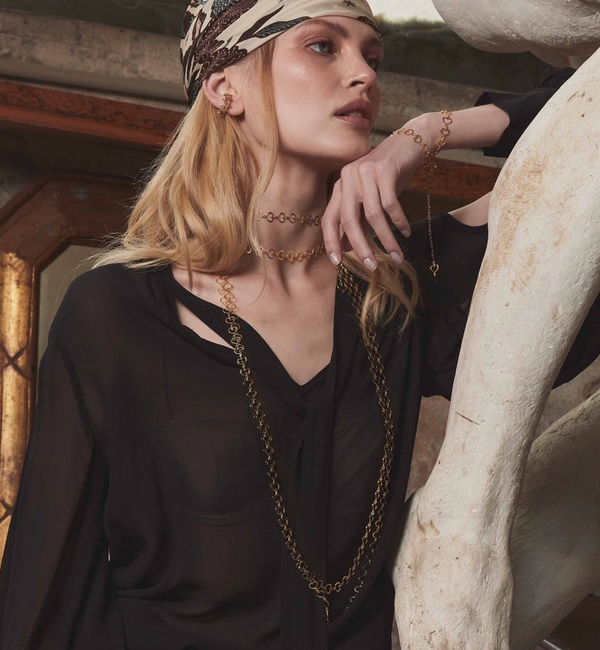 GIROCOLLO LUNGO CUORI IN ARGENTO GALVANICA ORO GIALLO MAMAN MAMAN ET SOPHIE GCMAMLGI