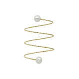 Anello Magic Wire Neve 1/2 Spirale in Oro giallo 18Kt e 2 perle Ref. 426-AS-GPB-01