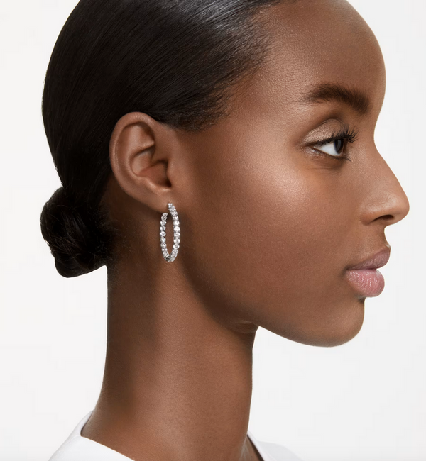 Orecchini Swarovski Cerchi Taglio tondi Bianchi Placcato rodio Matrix Ref. 5647715