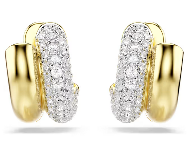 Orecchini Swarovski a cerchio Dextera Taglio Round Mini Bianchi Placcato color oro Ref. 5740735