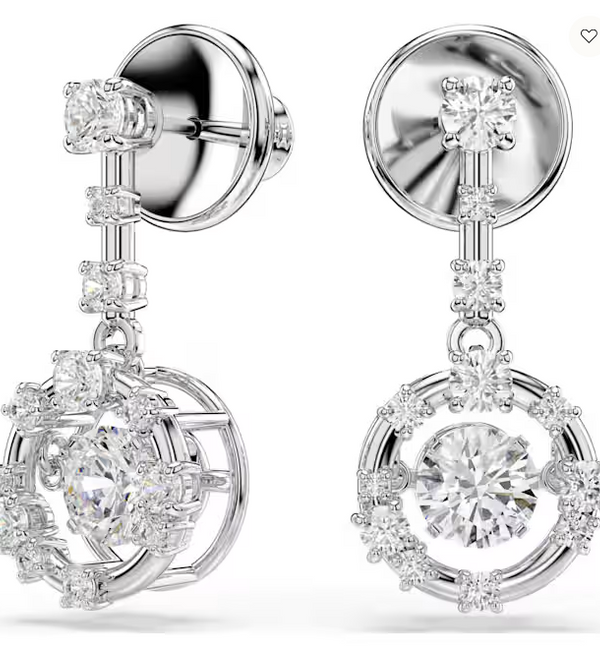 Orecchini Swarovski pendenti Constella Taglio Round,Dancing stone Bianchi Placcato rodio Ref. 5738194