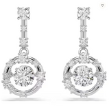Orecchini Swarovski pendenti Constella Taglio Round,Dancing stone Bianchi Placcato rodio Ref. 5738194