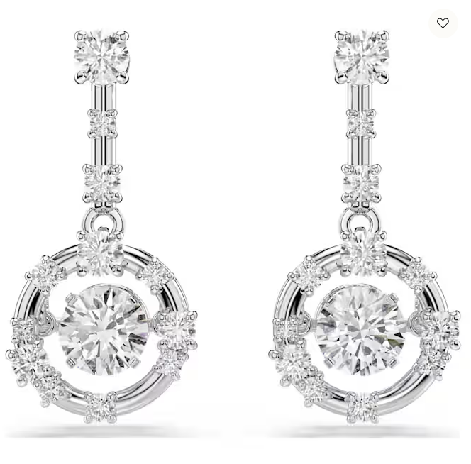 Orecchini Swarovski pendenti Constella Taglio Round,Dancing stone Bianchi Placcato rodio Ref. 5738194