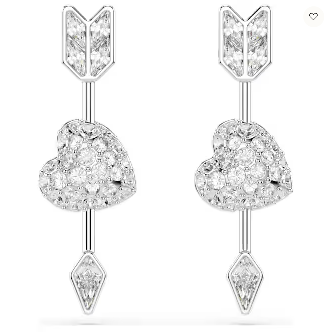 Orecchini Swarovski pendenti Idyllia Taglio misto Cuore con freccia Bianchi Placcato rodio Ref. 5749602