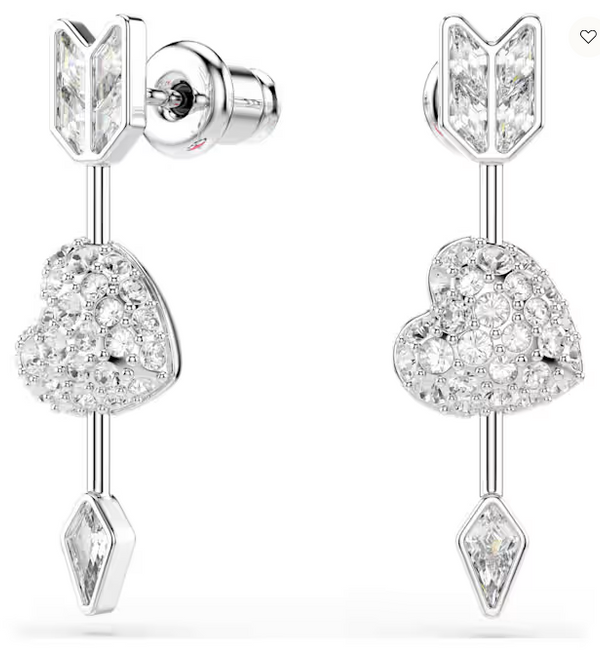 Orecchini Swarovski pendenti Idyllia Taglio misto Cuore con freccia Bianchi Placcato rodio Ref. 5749602
