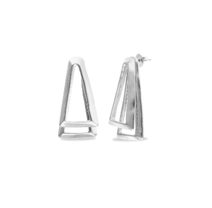 Orecchini UNOde50 doppi triangolari placcati argento Ref. PEN1065
