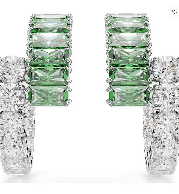 Orecchini a cerchio Matrix Taglio misto, Verdi, Placcato rodio Ref. 5732264