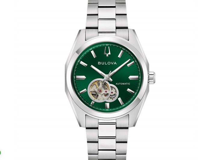 Orologio Automatico Bulova Surveyor Automatic Verde Open Heart Ref. 96A349
