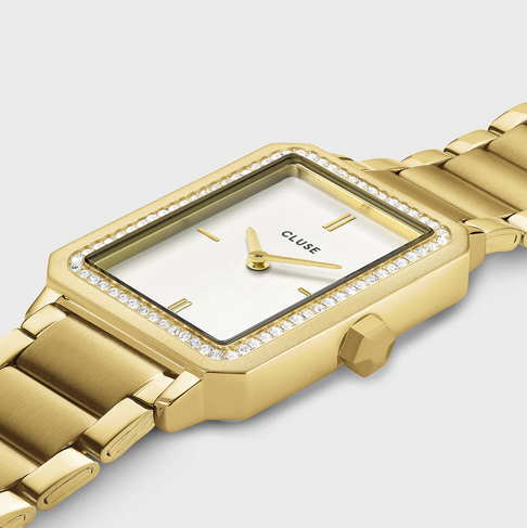Orologio CLUSE Gift Box Fluette Watch Steel, White Stones & Zircon Bracelet, Gold Colour Ref. CG11508