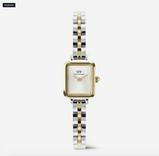 Orologio Daniel Wellington Quadro Mini Arch 3-Link Two Tone Gold Bianco Bicolore Ref. DW00100925
