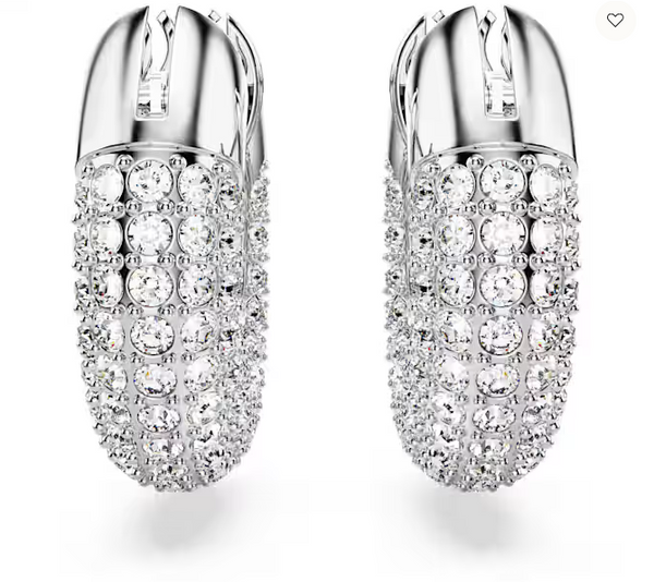 Orecchini Swarovski a cerchio Dextera Piccoli, Bianchi, Placcato rodio Ref. 5618306