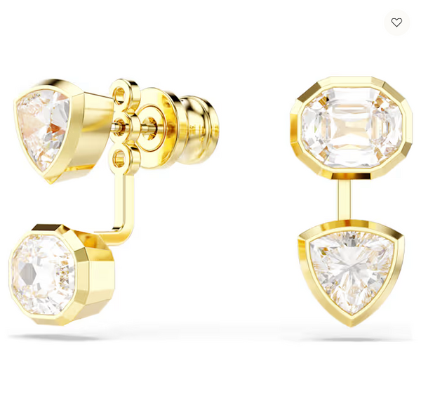 Orecchini Swarovski  Orecchino jacket Imber Design asimmetrico, Taglio misto, Bianchi, Placcato color oro Ref. 5705461