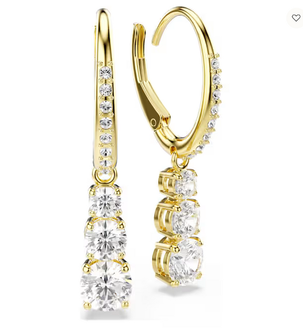 Orecchini Swarovski a cerchio Stilla Attract Taglio Round, Bianchi, Placcato color oro Ref. 5723300