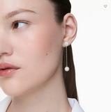 Orecchini a lobo pendenti Una Angelic Taglio Round, Bianchi, Placcato rodio REf.5732273