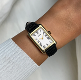 Orologio Cluse Belisenna Watch Leather Black Quilted Gold Colour CW15005