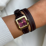 Orologio Cluse Gracieuse Mini Watch Double Leather Wine Gold Colour CW15503