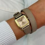 Orologio Cluse Gracieuse Petite Watch Double Leather Rugby Tan Gold Colour CW11813