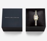 Orologio Daniel Wellington Quadro Mini Arch 3-Link Two Tone Gold Bianco Bicolore Ref. DW00100925