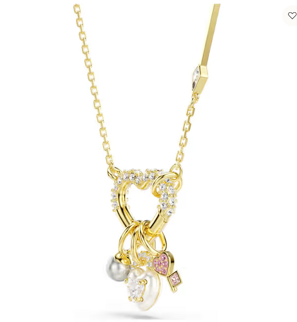 Swarovski Collana Pendente Idyllia Taglio misto Cuore chiave Rosa Placcato color oro Ref. 5737290