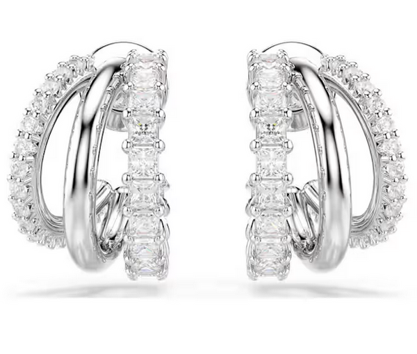 Orecchini Swarovski a cerchio Hyperbola Taglio Round Mini Bianchi Placcato rodio REf. 5737110