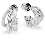 Orecchini Swarovski a cerchio Hyperbola Taglio Round Mini Bianchi Placcato rodio REf. 5737110