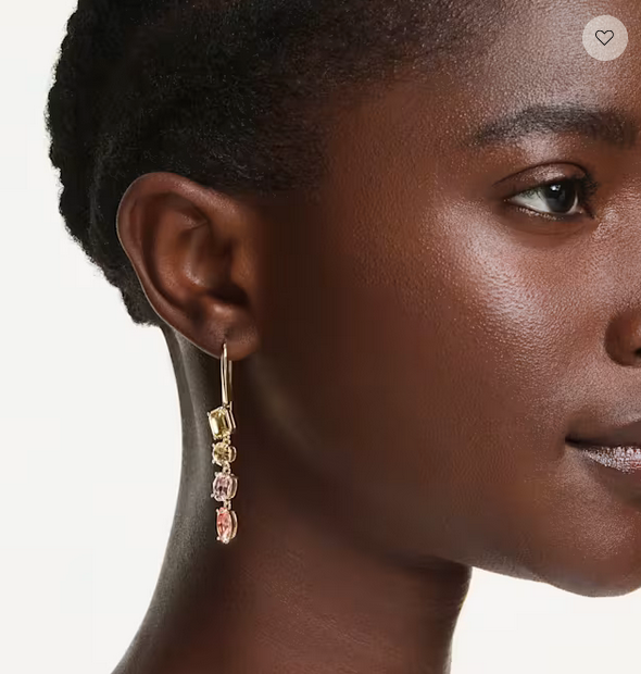 Orecchini Swarovski pendenti Gema Design asimmetrico Taglio misto Rosa Placcato color oro Ref. 5737454