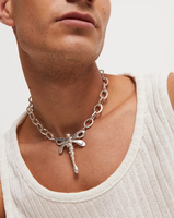 Collana UNOde50 catenina placcata argento sterling con libellula centrale Ref. COL1949