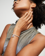 Bracciale UNOde50 a sfere placcate argento Sterling con cuore con cristallo nero Ref.PUL2514N