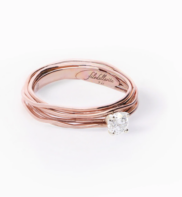 Solitario anello oro rosa online
