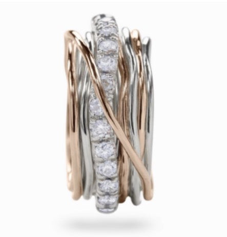 ANELLO FILODELLAVITA 1 CARATO da 13 FILI in ORO ROSA 9KT. E 13 DIAMANTI BIANCHI 1.00 ct. AN13ARBT