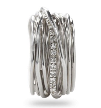 ANELLO FILODELLAVITA CLASSIC, 13 FILI IN ARGENTO 925 E DIAMANTI BIANCHI AN13ABT