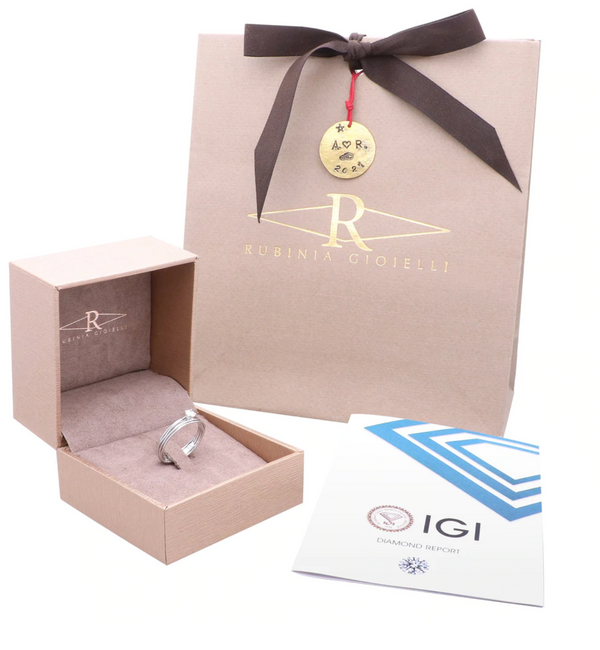 ANELLO SOLITARIO FILODELLAVITA 7 fili in oro giallo 9kt con Diamante da 0,18ct AN102GB