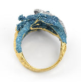 REEF PARTY Anello in argento placcato oro giallo 18kt  Zirconi bianchi Smalto azzurro AN02905A