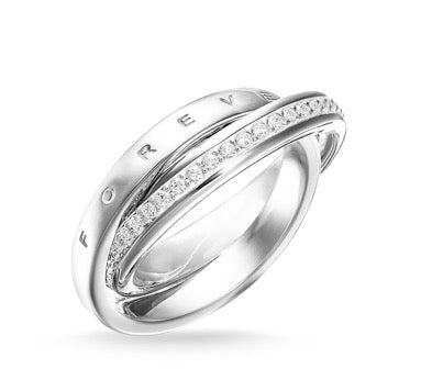 Anello a fascia intrecciata Thomas Sabo con zirconi