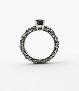 Anello argento FEDINA FOGLIE SOLITARIO ZIRCONIA CUBICA NERA N25ANE00460