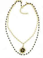 Collana rosario argento Misis placcata oro e perle e smalto blu Potentilla Ref. CA09894